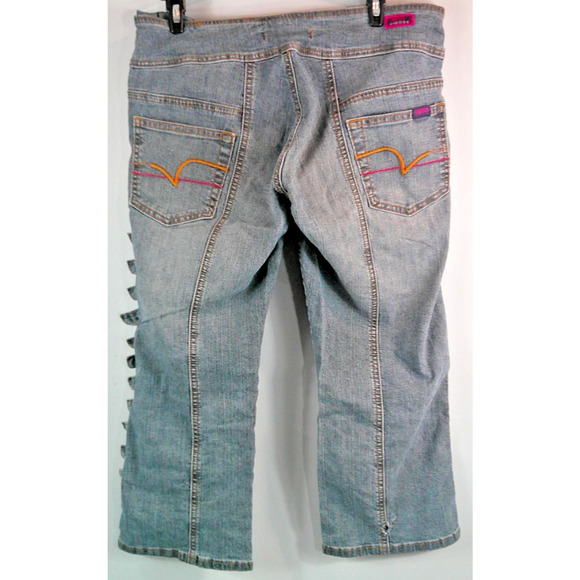 Miss Vigoss Low Rise Cropped Y2K Punk Revival Grunge Buckle Jeans 7/8 - Picture 2 of 4